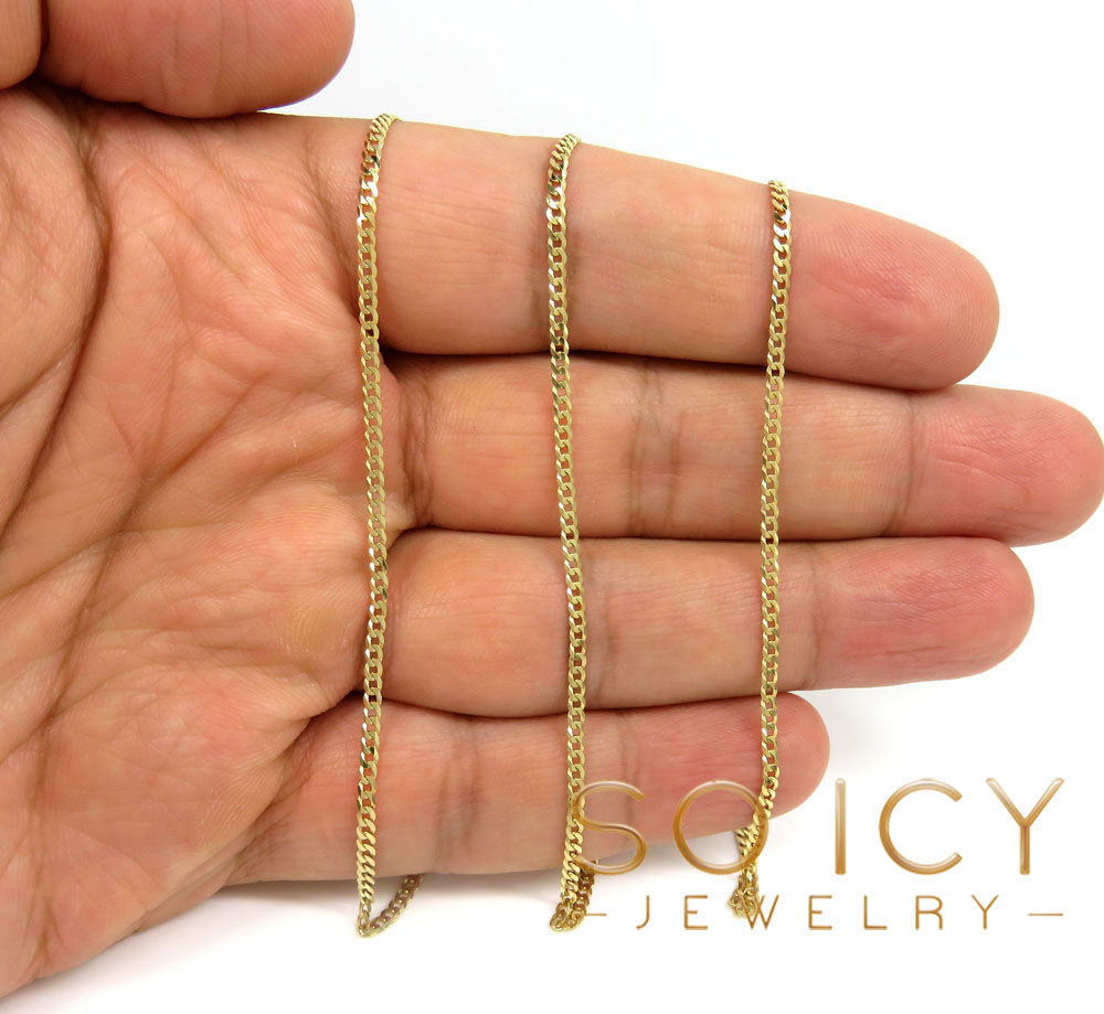 10k yellow gold solid skinny cuban chain 18-24 inch 2.0mm - Image 4