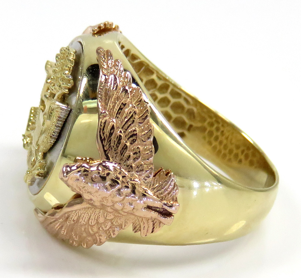 14k tri color gold american eagle ring 