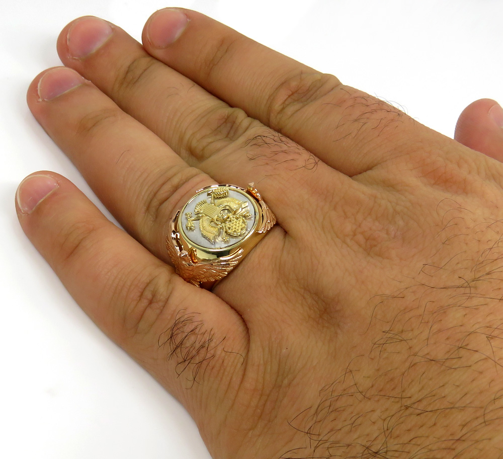 14k tri color gold american eagle ring - Image 5