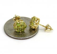 14k yellow gold round 14 diamond cluster 7mm earrings 1.00ct