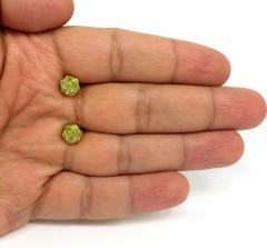 14k yellow gold round 14 diamond cluster 7mm earrings 1.00ct