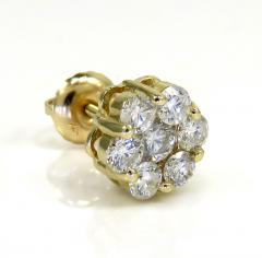 14k gold 7mm diamond single cluster earring 0.50ct