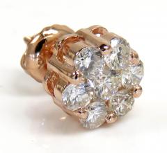 14k gold 7mm diamond single cluster earring 0.50ct