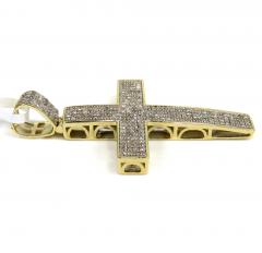 10k yellow gold 4 row diamond cross pendant 0.89ct