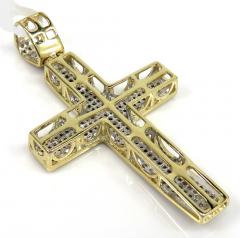 10k yellow gold 4 row diamond cross pendant 0.89ct