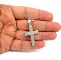 10k yellow gold 4 row diamond cross pendant 0.89ct