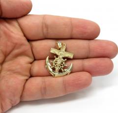 14k yellow gold medium anchor jesus pendant