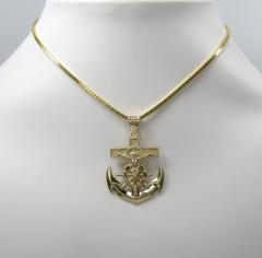 14k yellow gold medium anchor jesus pendant