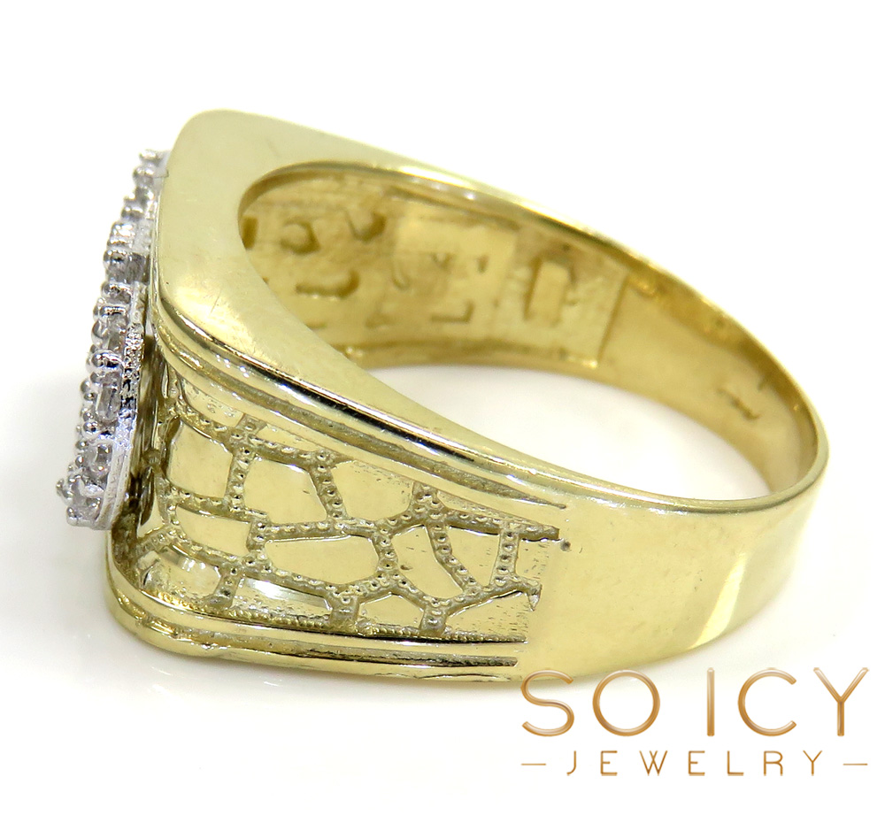 10k yellow gold nugget cz dad ring 1.00ct - Image 3