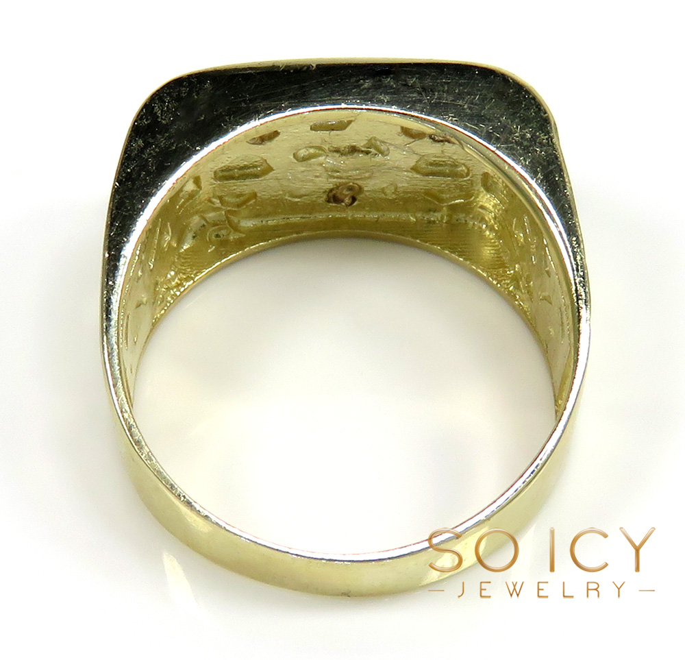 10k yellow gold nugget cz dad ring 1.00ct