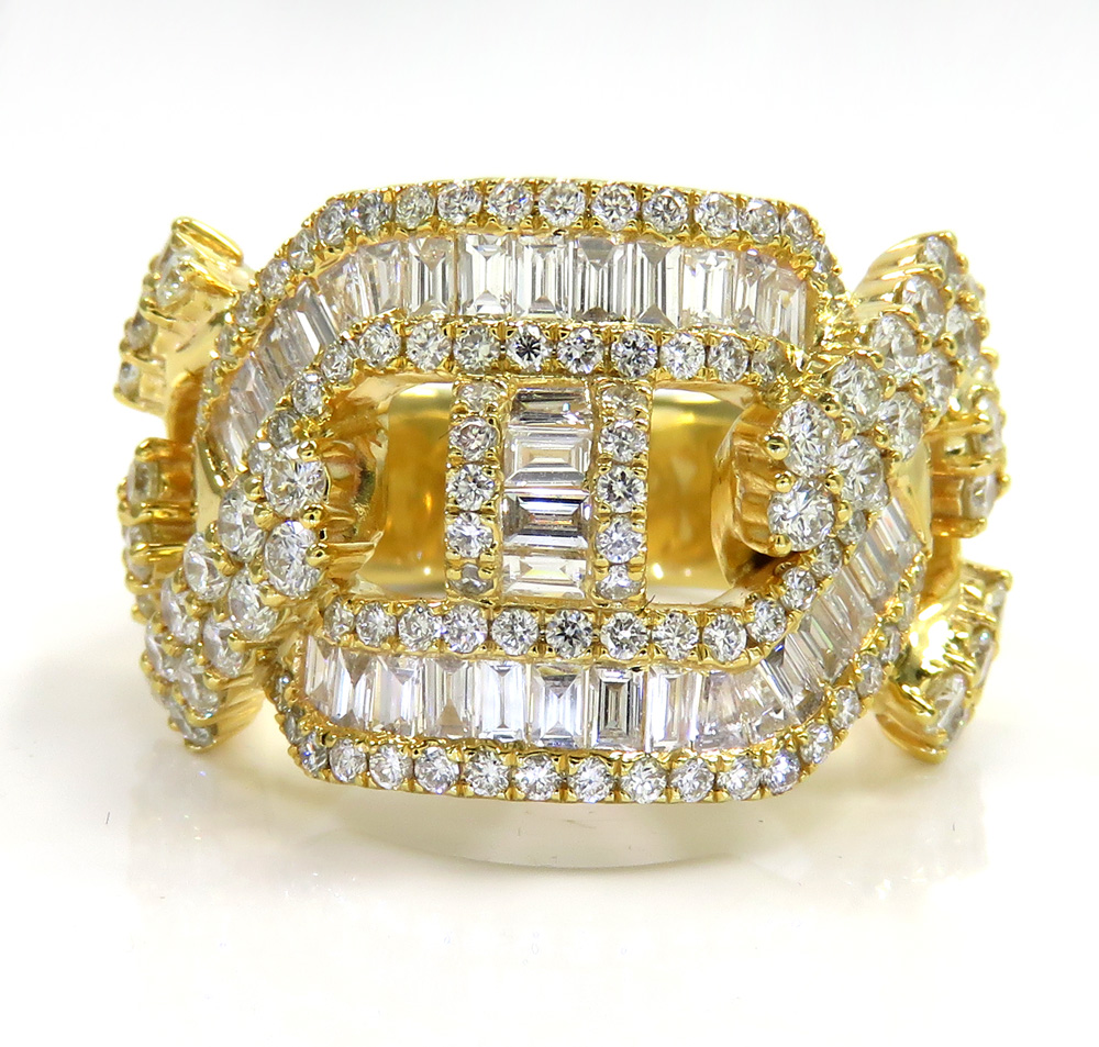 10k yellow gold baguette diamond gucci link ring 17mm 3.04ct - Image 2