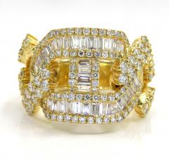 10k yellow gold baguette diamond gucci link ring 17mm 3.04ct