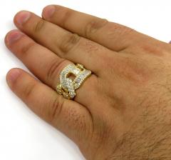 10k yellow gold baguette diamond gucci link ring 17mm 3.04ct