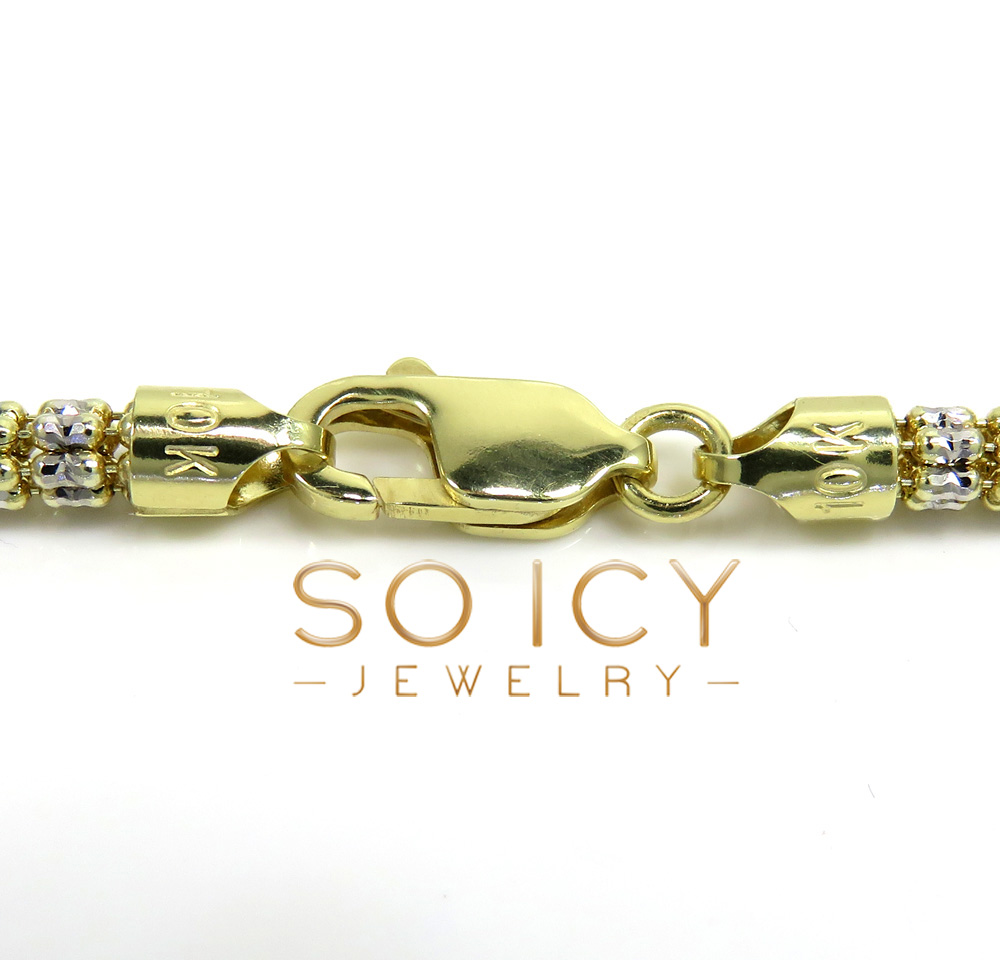 10k two tone gold diamond cut ice link chain 16-26