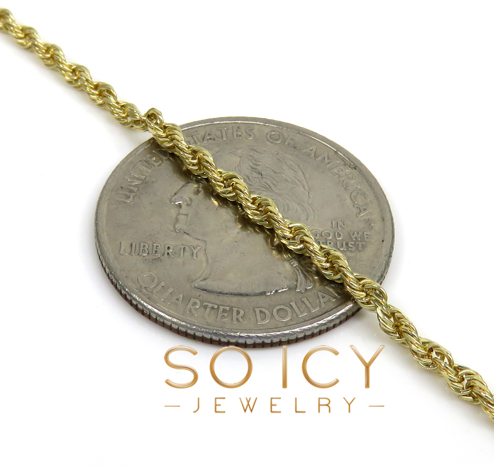 10k yellow gold solid rope chain 16-24 inch 2mm