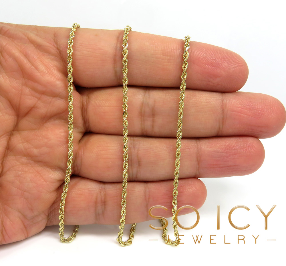 10k yellow gold solid rope chain 16-24 inch 2mm