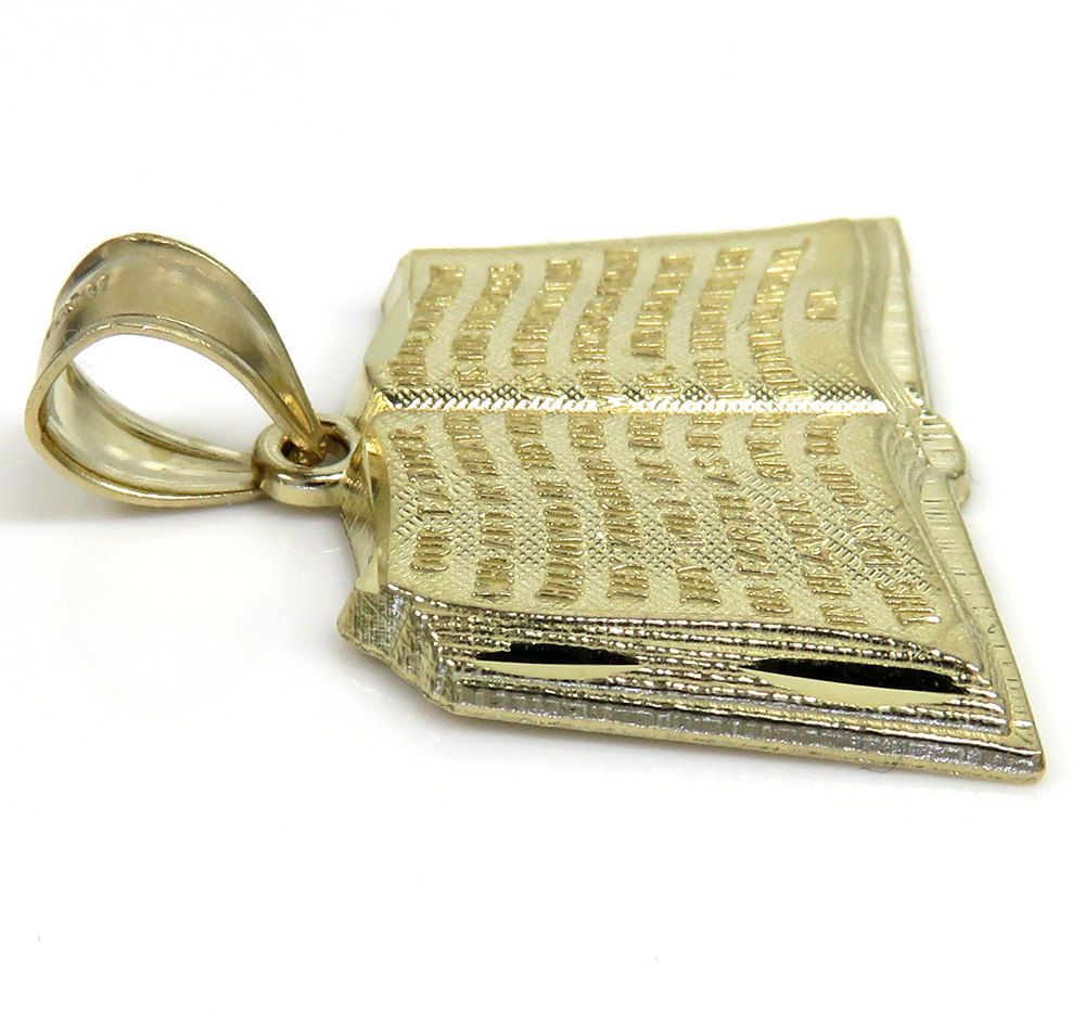 10k yellow gold small holy bible book pendant 