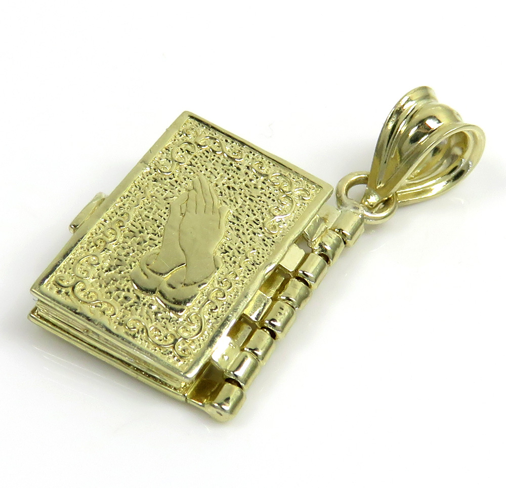 10k yellow gold mini holy bible book pendant 