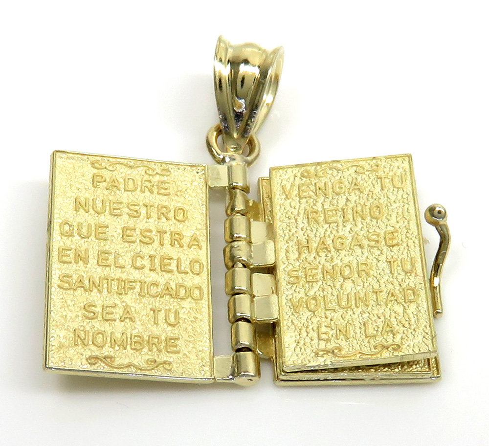10k yellow gold mini holy bible book pendant 