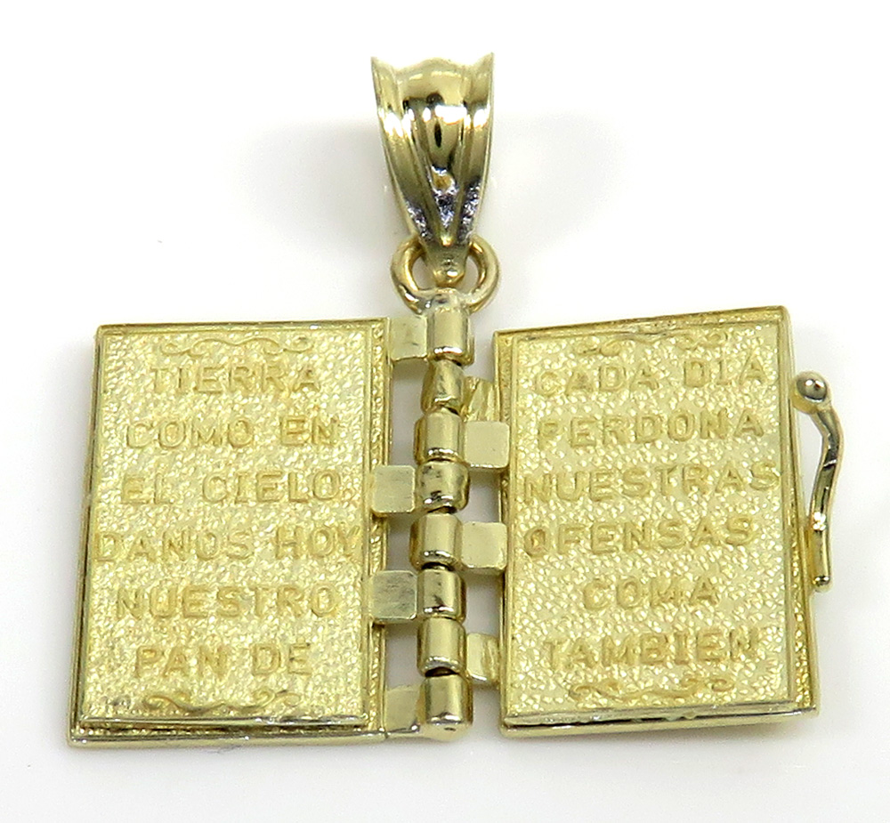 10k yellow gold mini holy bible book pendant 