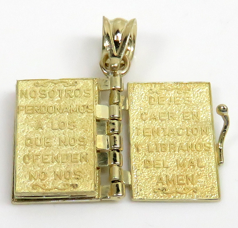 10k yellow gold mini holy bible book pendant 