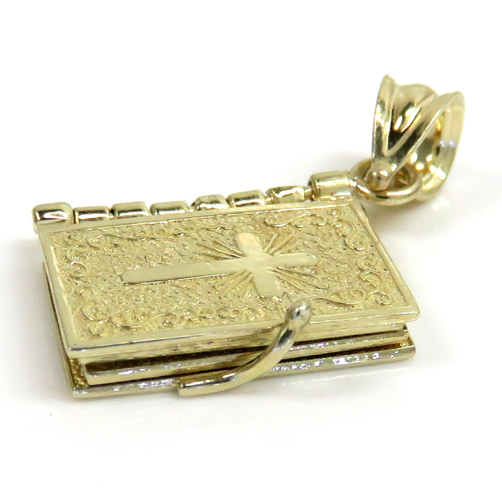 10k yellow gold mini holy bible book pendant - Image 7