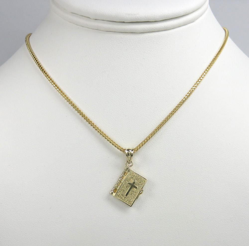 10k yellow gold mini holy bible book pendant 