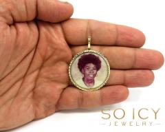 10k yellow, white, rose gold large double sided picture pendant 
