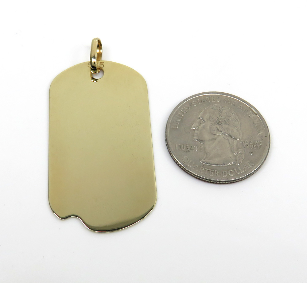 14k yellow gold large solid dog tag pendant - Image 2