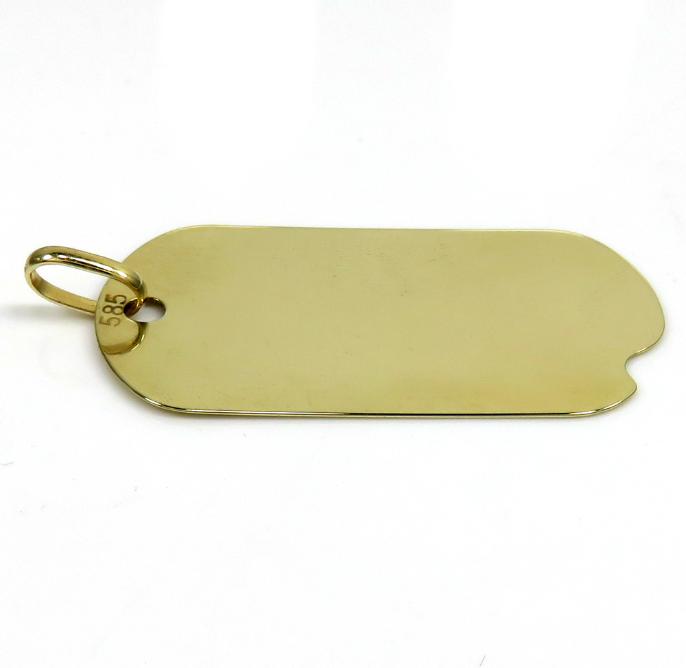 14k yellow gold large solid dog tag pendant 