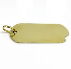 14k yellow gold large solid dog tag pendant 