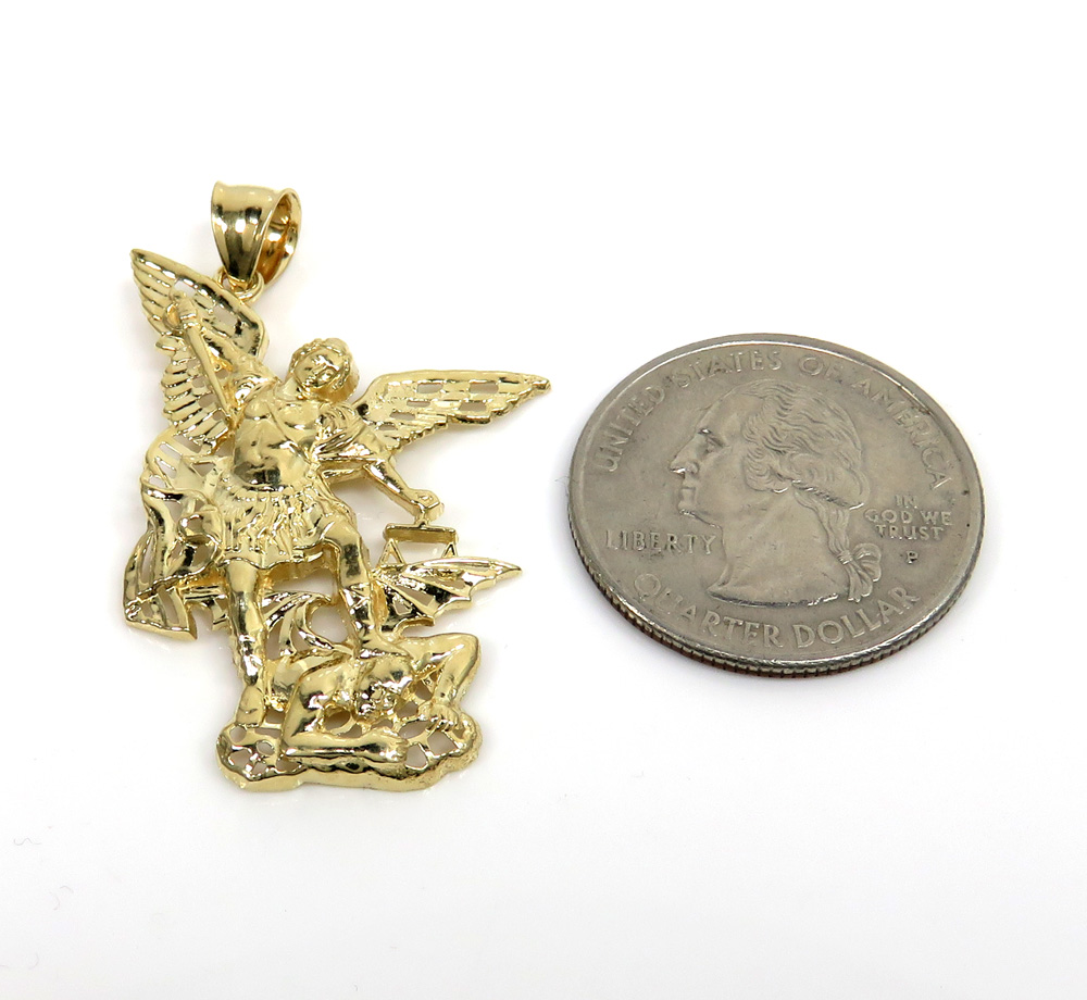 14k yellow gold small angel vs demon saint michael