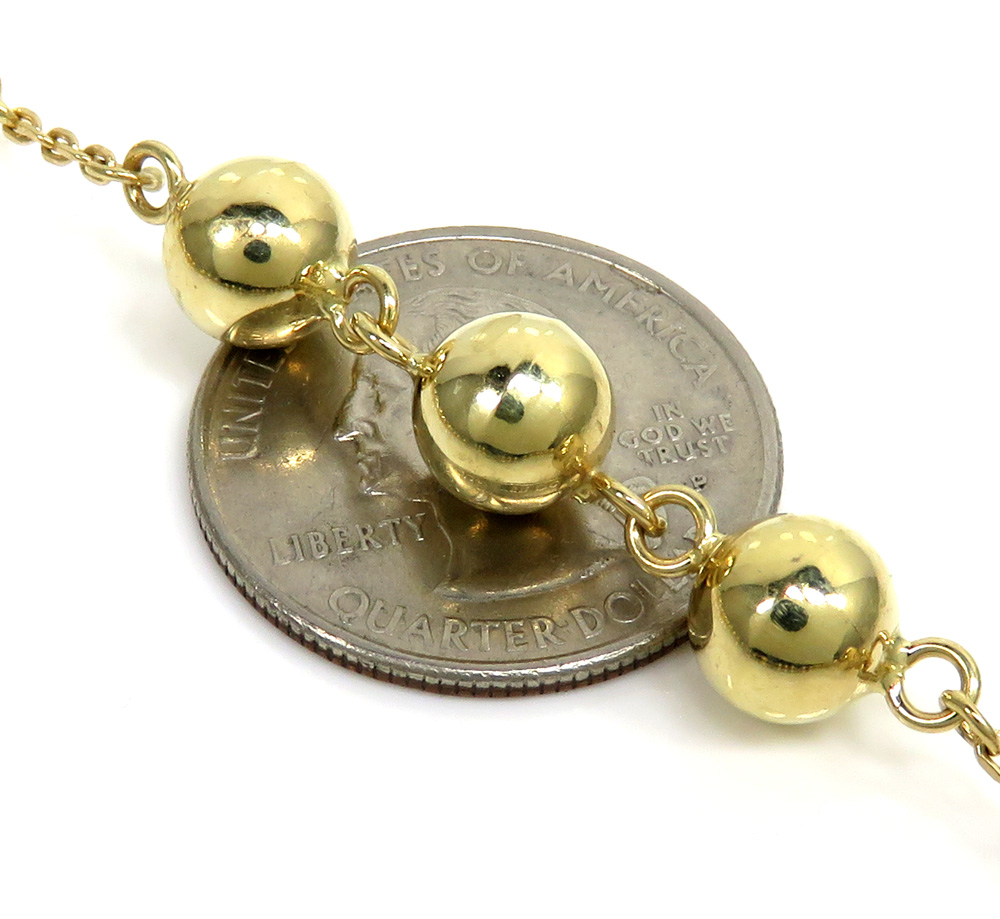 14k yellow gold xl smooth bead rosary chain 28 inch 8mm