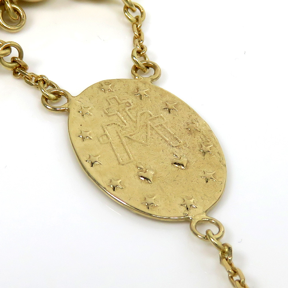 14k yellow gold xl smooth bead rosary chain 28 inch 8mm - Image 4