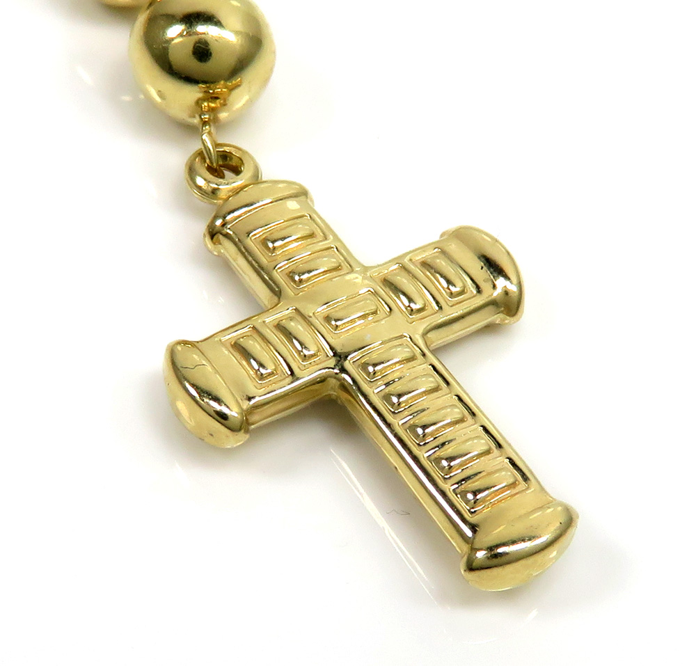 14k yellow gold xl smooth bead rosary chain 28 inch 8mm - Image 6