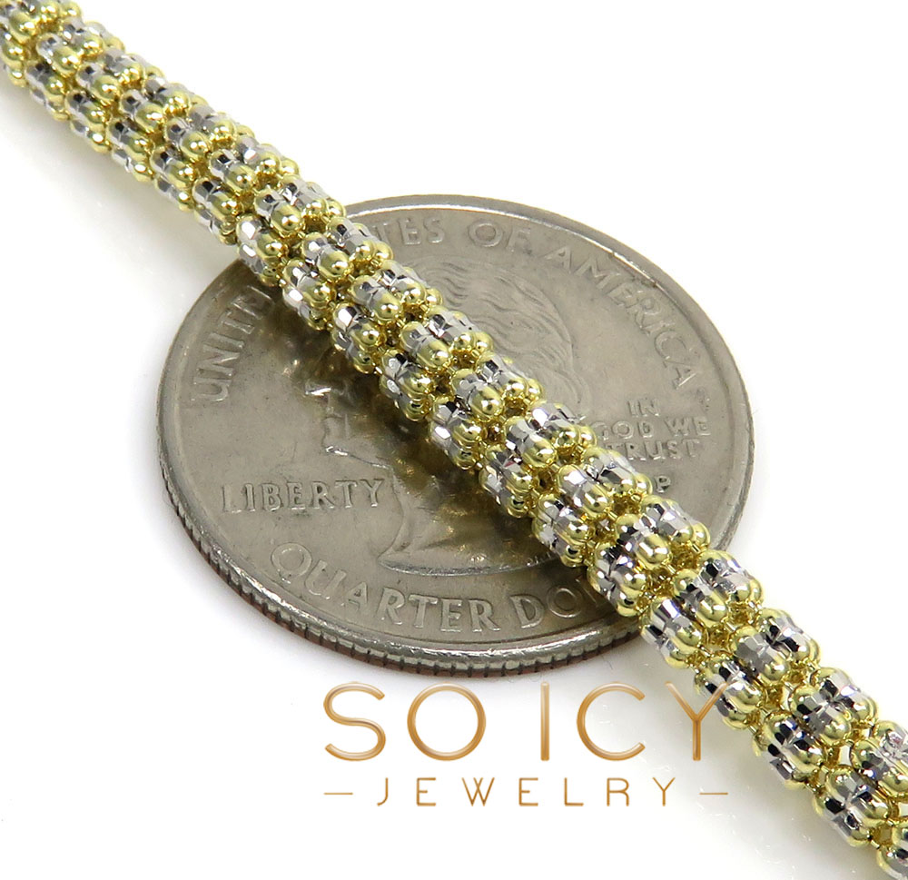 14k two tone gold diamond cut ice link chain 16-26