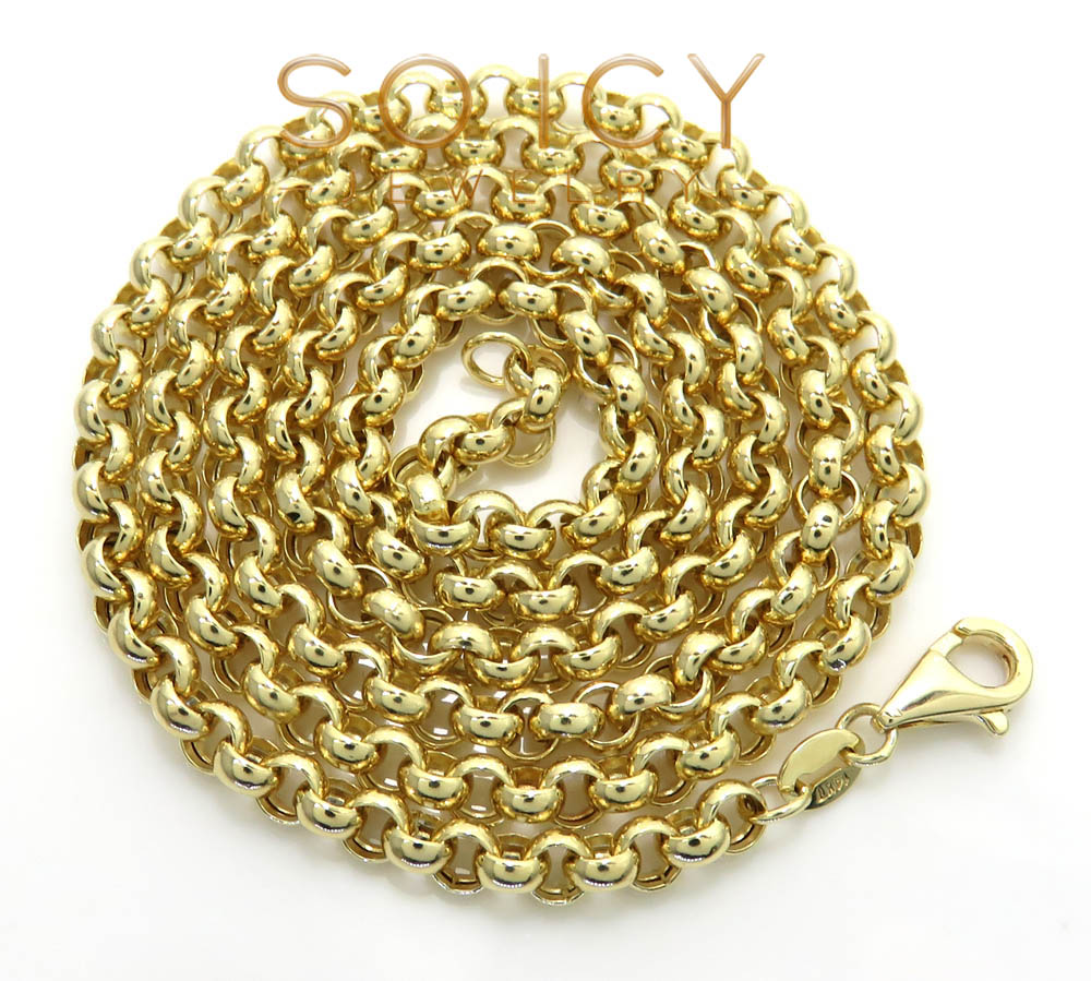 14k yellow gold circle rolo link chain 16-30 inch 3.6mm