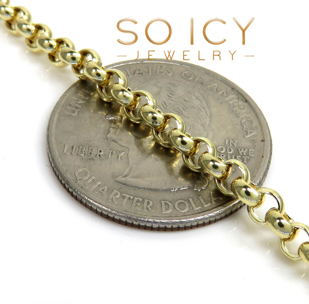 14k yellow gold circle rolo link chain 16-30 inch 3.6mm - Image 3