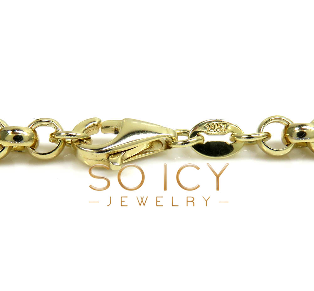 14k yellow gold circle rolo link chain 16-30 inch 3.6mm - Image 4