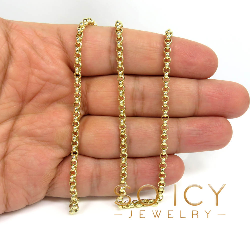 14k yellow gold circle rolo link chain 16-30 inch 3.6mm