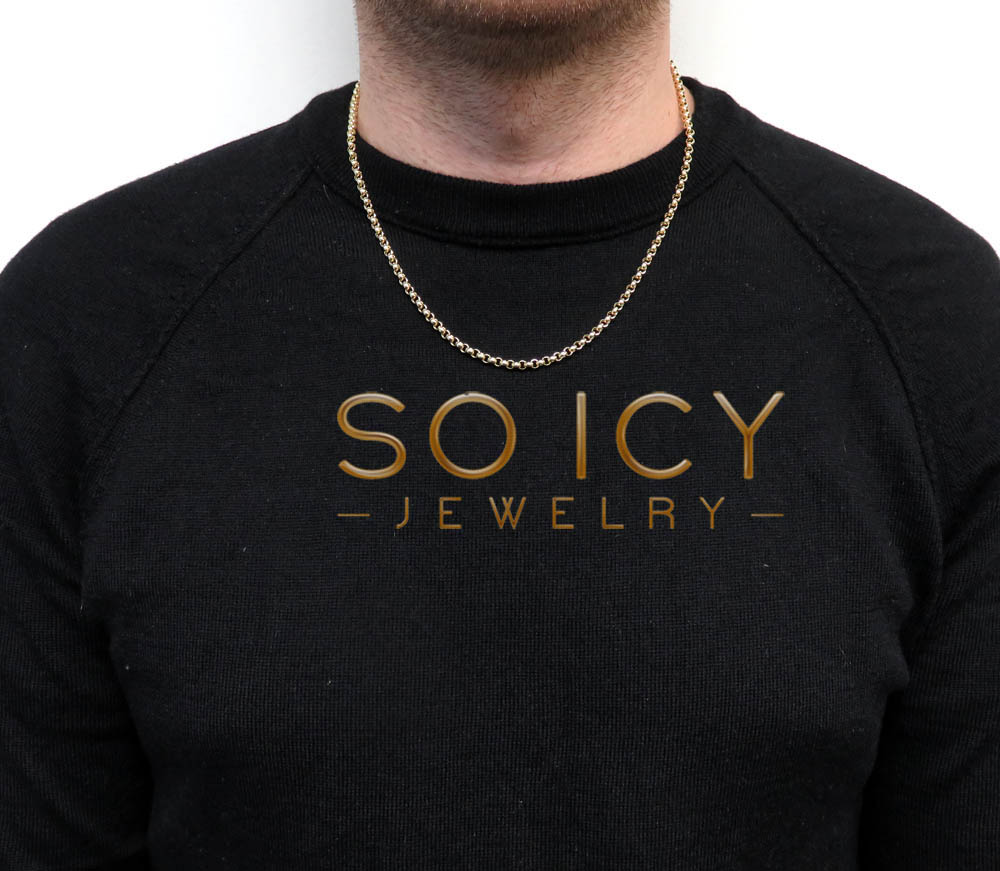 14k yellow gold circle rolo link chain 16-30 inch 3.6mm - Image 6