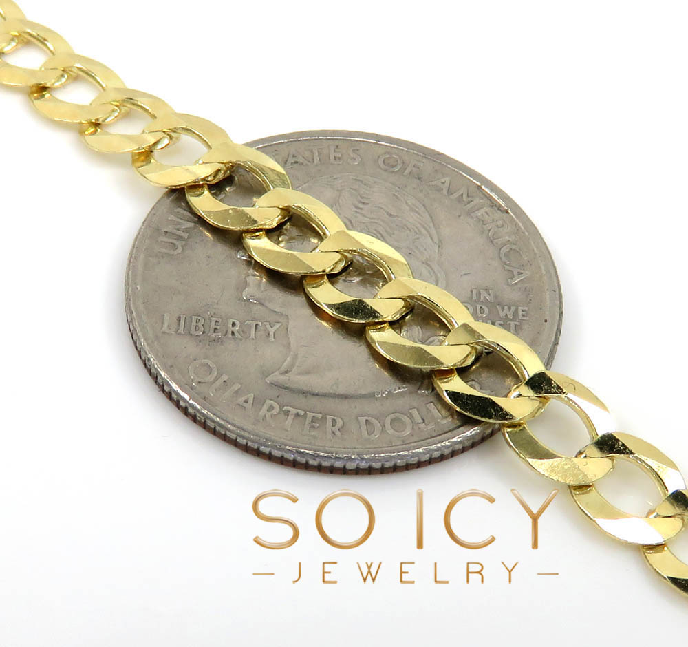 14k yellow gold solid cuban chain 18-26 inch 5.70mm