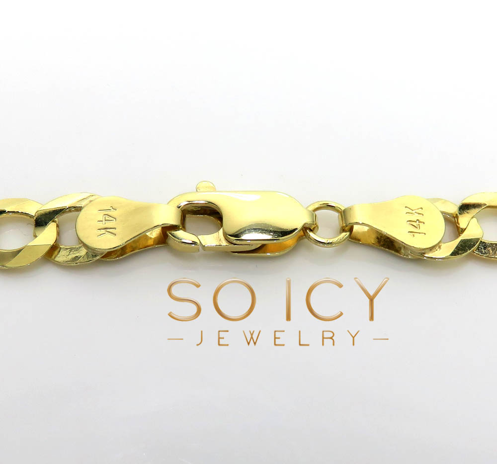14k yellow gold solid cuban chain 18-26 inch 5.70mm