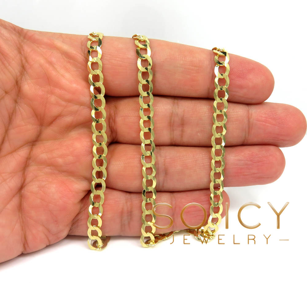 14k yellow gold solid cuban chain 18-26 inch 5.70mm
