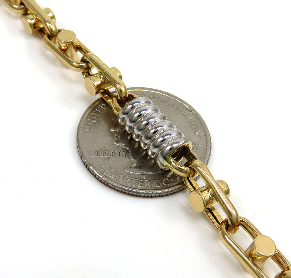14k two tone gold fancy anchor link chain 24-26 inch 6-6.80mm