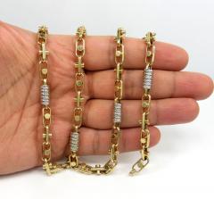 14k two tone gold fancy anchor link chain 24-26 inch 6-6.80mm
