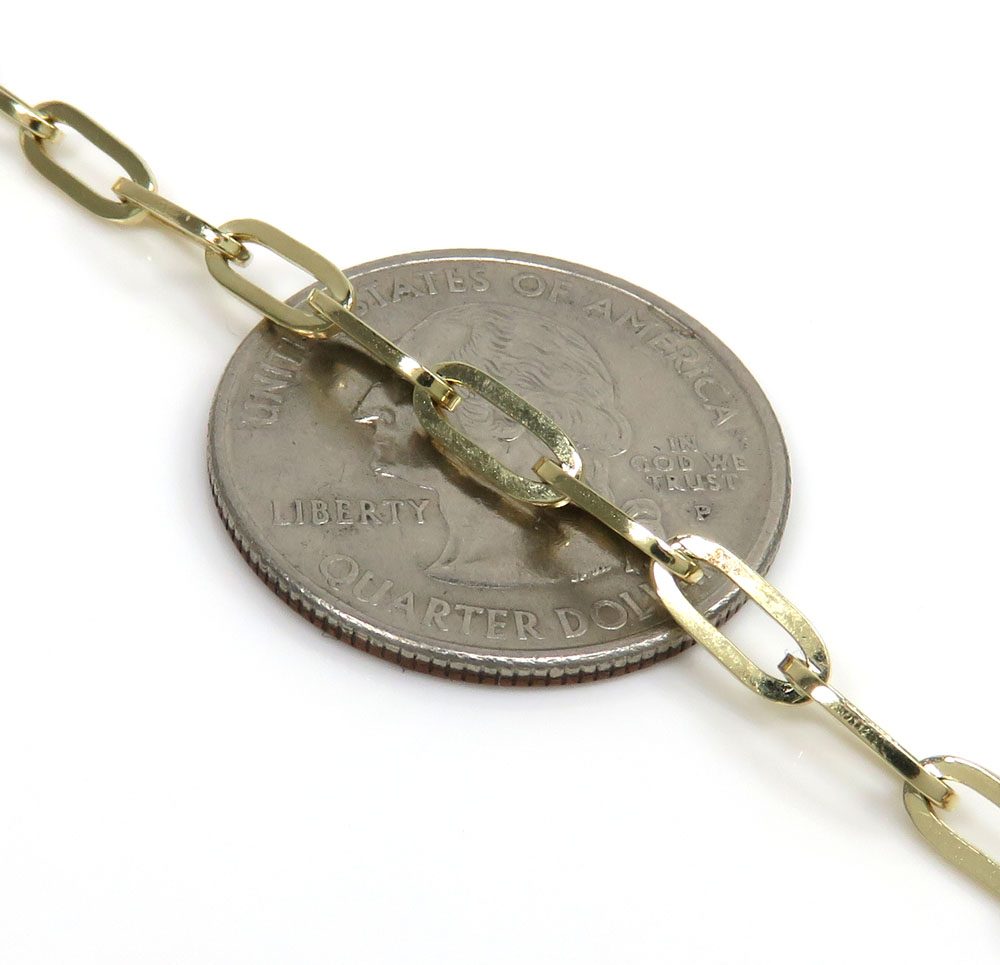 14k yellow gold hollow paper clip chain 16-20 inch 3.50mm - Image 2