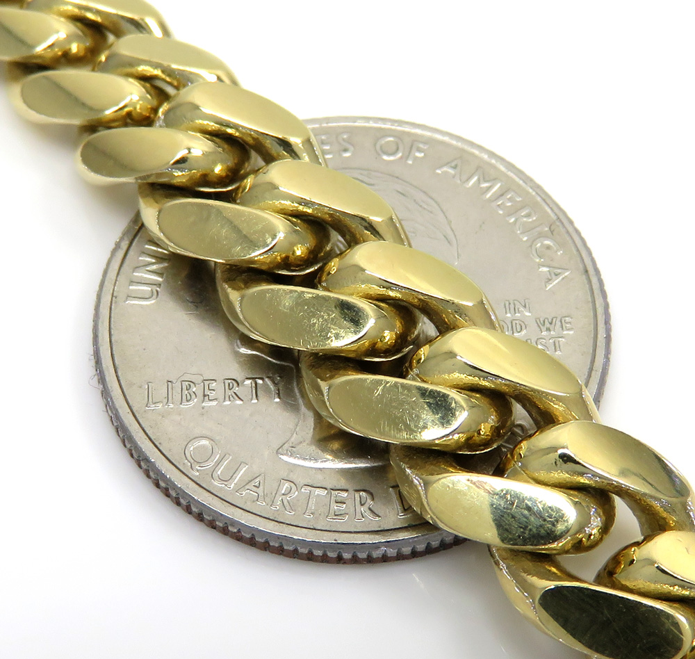 10k yellow gold thick miami bracelet 8 inch 9mm - Image 3
