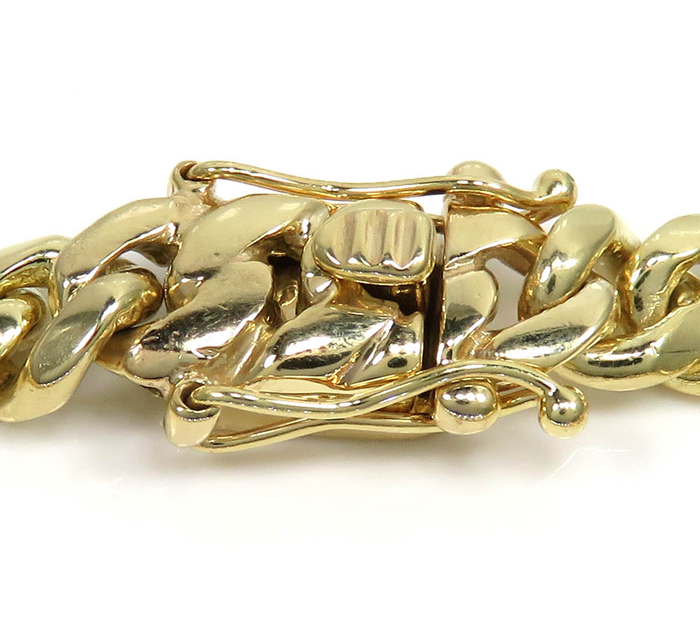 10k yellow gold thick miami bracelet 8 inch 9mm