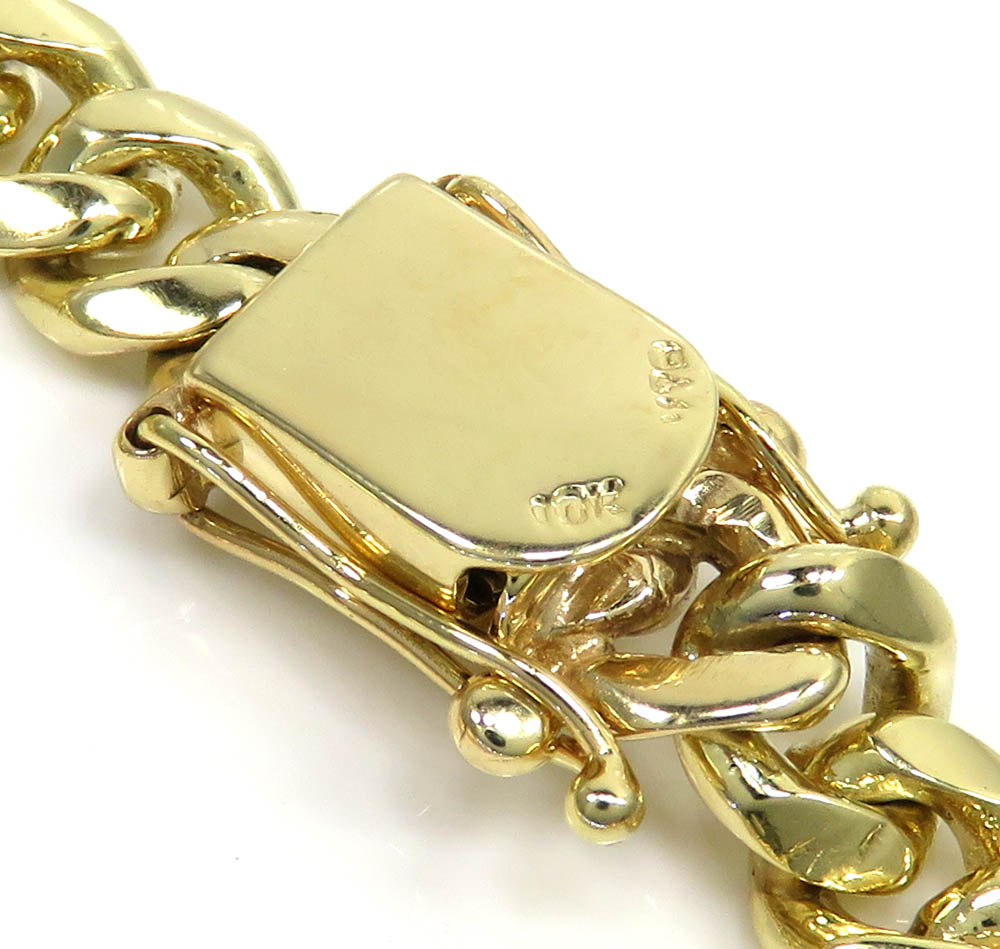10k yellow gold thick miami bracelet 8 inch 9mm